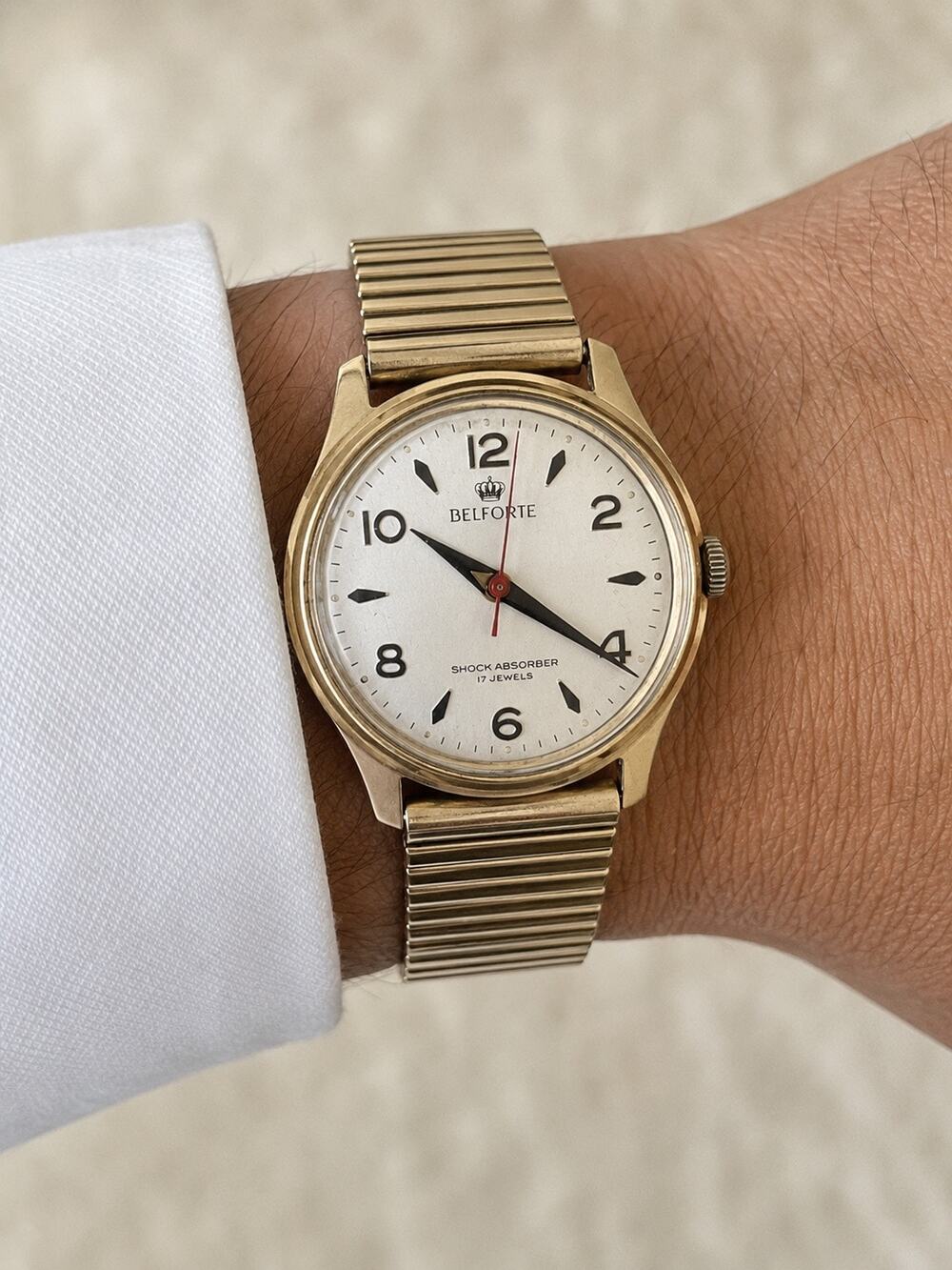 Vintage Belforte 17 Jewel Swiss Manual Wind Gold Filled Men’s Watch Runs Great